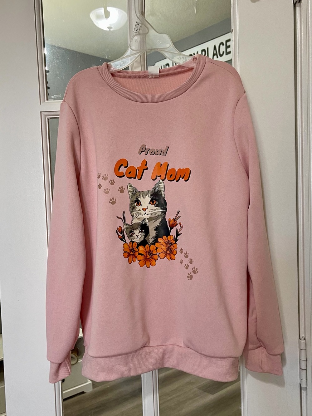 SHEIN Pink 'Cat Mom' Graphic Sweatshirt